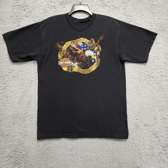Harley Davidson Shirt Mens Large Black Declare Your Independence Eagle Iowa READ - Picture 2 of 12